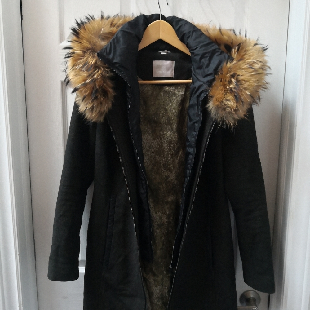 Soia & Kyo Dark Green Puffer with Faux Fur Trim